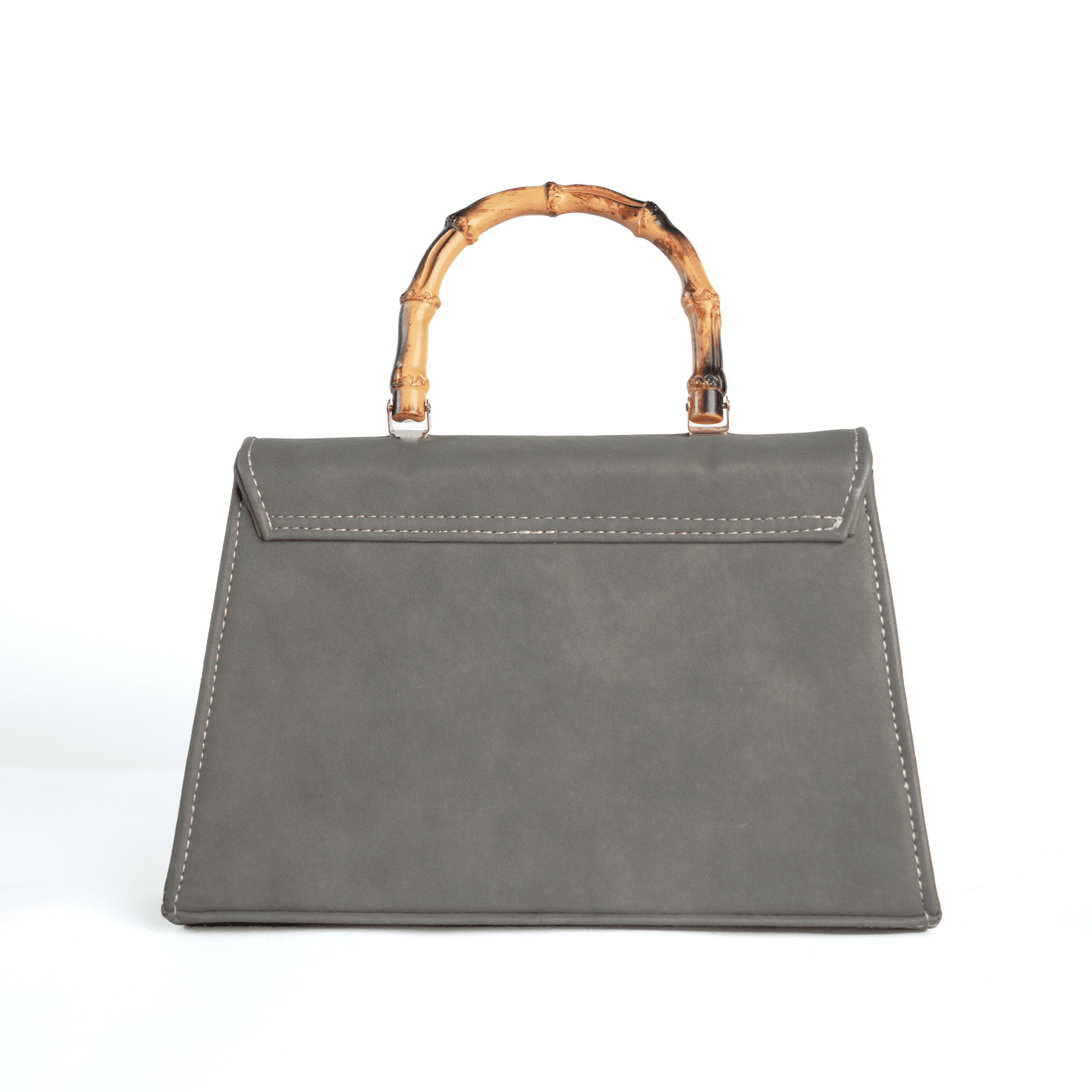 Grey Taaq bag back view in vegan leather