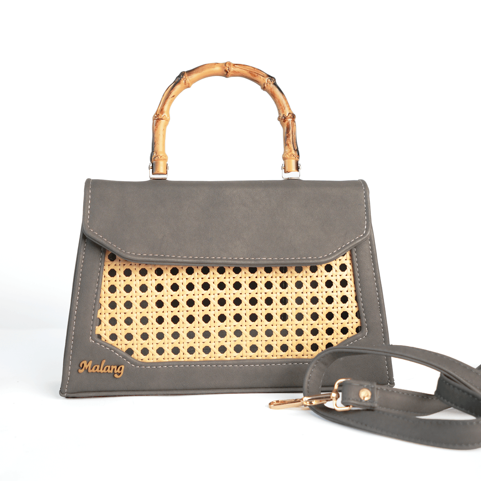 Grey Taaq bag with its detachable shoulder strap