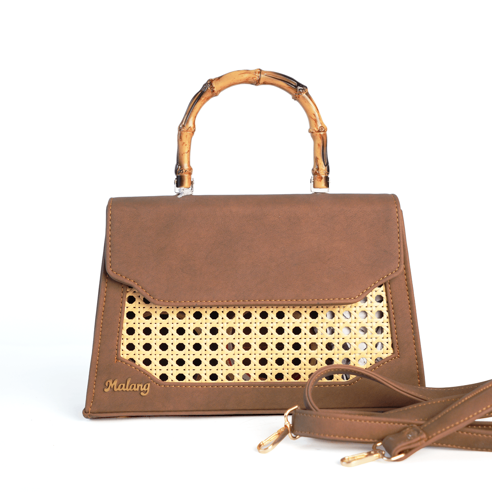 Brown Taaq bag with its detachable shoulder strap