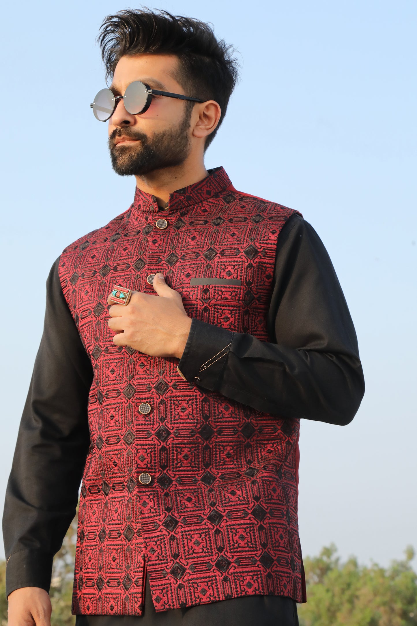 Malang East - Traditional Waistcoat (Red)