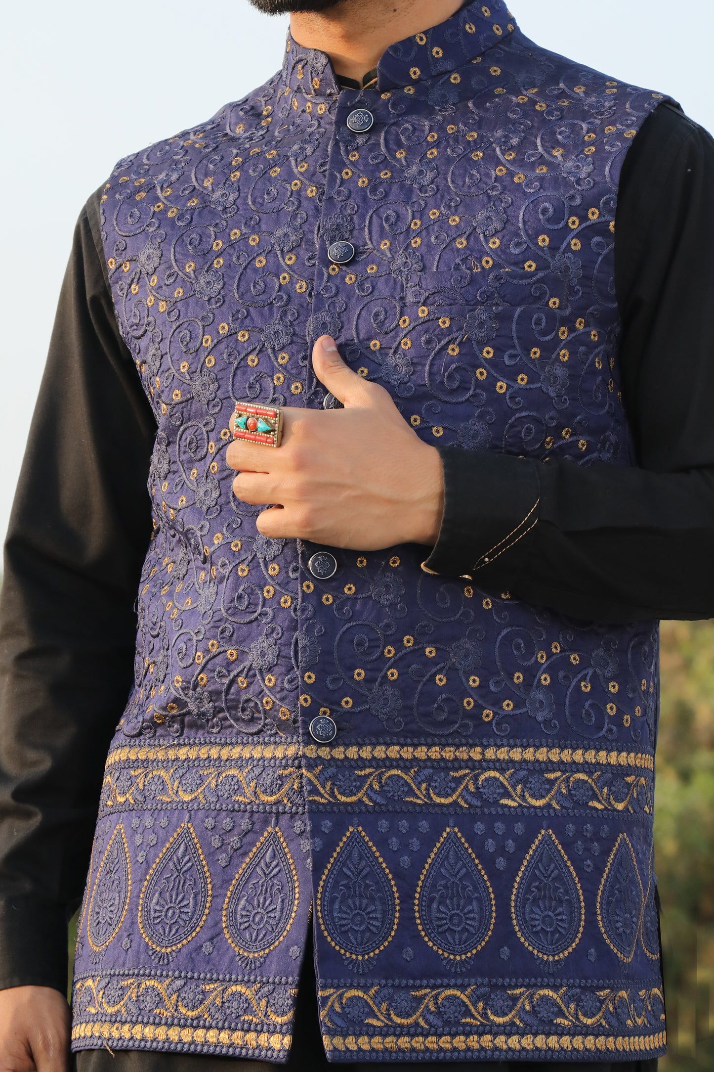 Malang East - Traditional Waistcoat (Blue)