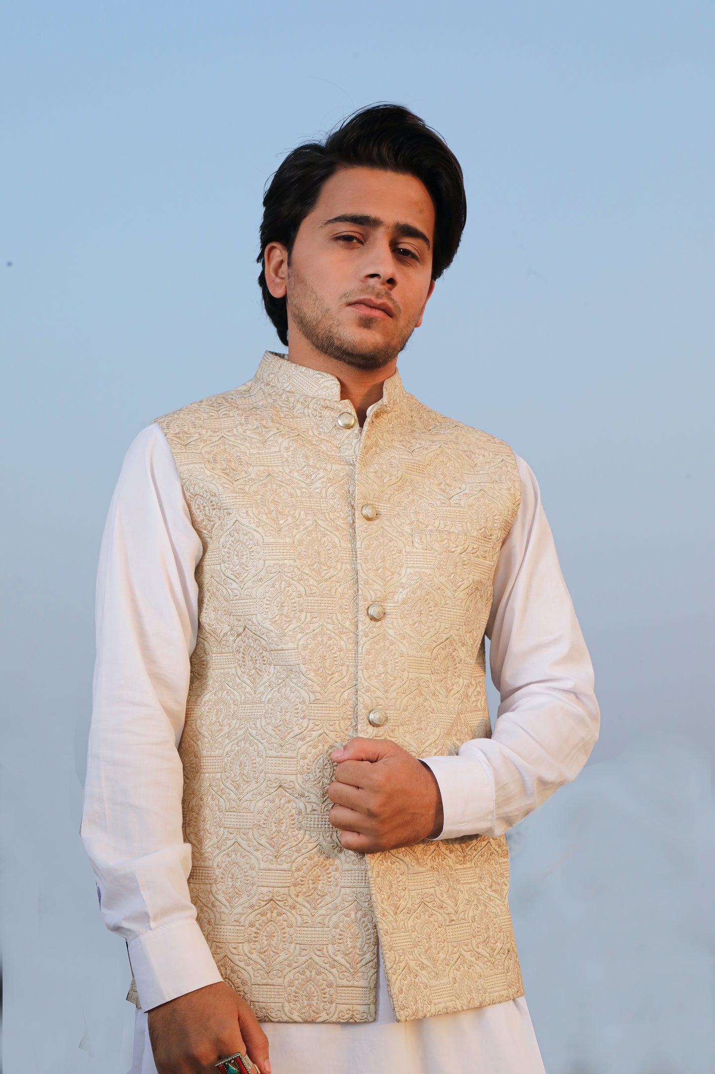 Malang East - Traditional Waistcoat (Creamish White)