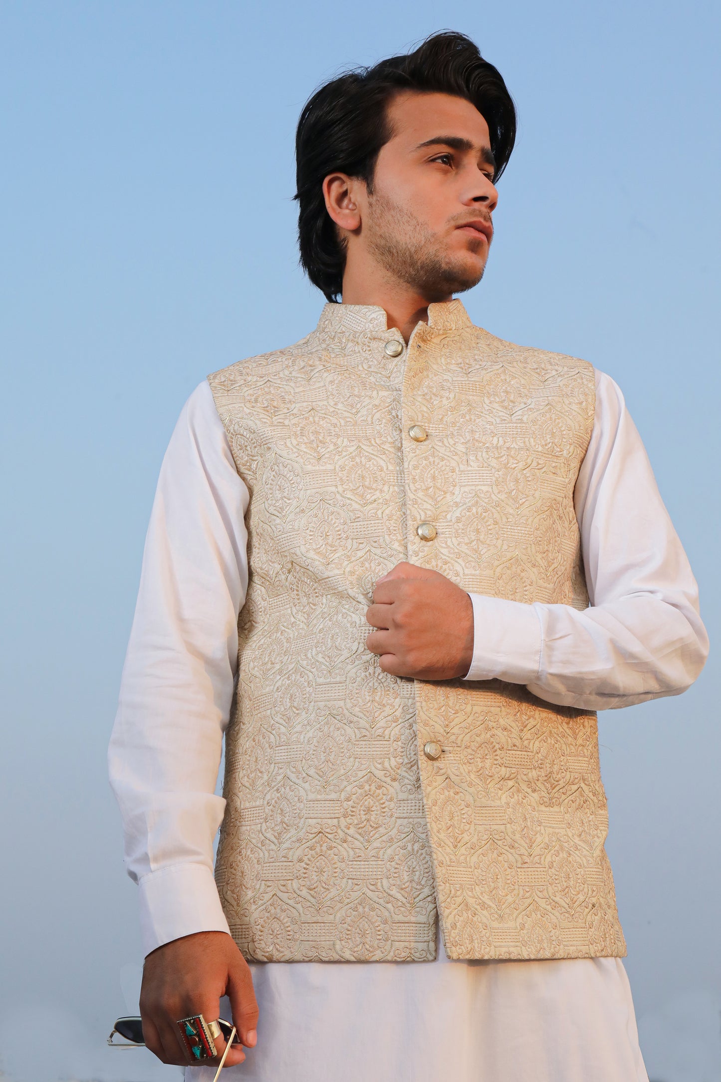 Malang East - Traditional Waistcoat (Creamish White)